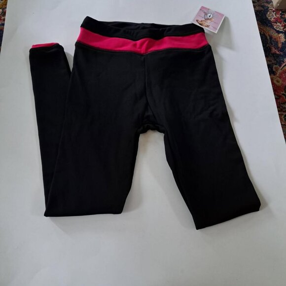 Mondor Polartec warm figure skating skate pants girl 5-6 black pink stripes NWT - Picture 2 of 4